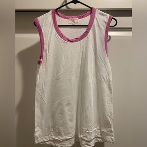 White with magenta ringer tee detail